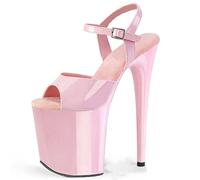 Escarpins Sexy Ultra Talon Aiguille Plateforme Sandales Lacets Bout Ouvert pour High Heels, Pole Dance, Striptease, SoiréE Haut Shoes 7.87in(Pink,38 EU)