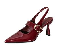 Escarpins Slingback à Talon Aiguille à Bout Pointu pour Femmes, Talons Hauts Dos Nu avec Bride à Boucle réglable pour Bureau et Mariage,Burgundy,38 EU