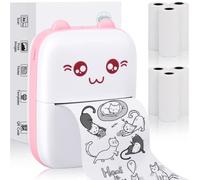 Eschen Mini imprimante de poche, imprimante portable avec 6 rouleaux de papier d'impression pour smartphone iOS et Android, étiquette de reçu, autocollant, liste de photos, notes, impression sans