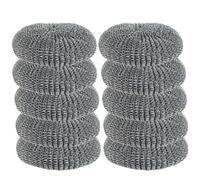 escleano | Éponge ovale XL en acier inoxydable, grattoir à casserole, tampon de nettoyage 13 x 11 x 4 cm - 100 % acier inoxydable (10 pièces)