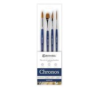 Escoda Chronos Series Professional Artist Lot de 4 pinceaux aquarelle Mélange de fibres synthétiques
