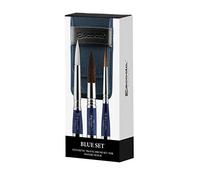 ESCODA Set 3 Pinceaux Aquarelle - Blue Set Voyage N.6,10,16 Rond Pointu Fibres Synthétiques Séries Prado Perla Último Brosses Professionnelles Faits à la Main à Barcelone