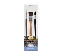 ESCODA Set 3 Pinceaux Aquarelle - N.12,14,14 Lavis Pointe Ronde Spalter Fibres Synthétiques Pablo Rubén Series Ultimo Perla Brosses Professionnelles Faits à la Main à Barcelone