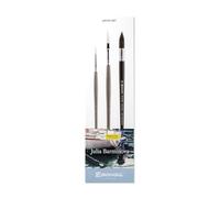 ESCODA Set 3 Pinceaux Aquarelle - N.6 Rond Pointu, N.1/4" Epée, N.12 Rond à Lavis Fibres Synthétiques Julia Barminova Série Ultimo Perla Brosses Professionnelles Fabriqué à la Main à Barcelone.