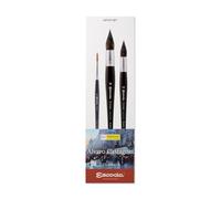 ESCODA Set 3 Pinceaux Aquarelle - N.8 Rond Pointu et N.14,18 Rond à Lavis Fibres Synthétiques Set 2 Alvaro Castagnet Séries Prado Ultimo Brosses Professionnelles Faits à la Main à Barcelone.