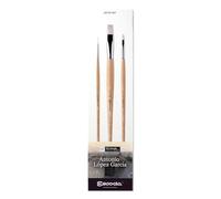 ESCODA Set 3 Pinceaux Huile - Acrylique N.2 Pointe Ronde N.8,16 Plat Carré Soies de Porc Set Antonio López Séries Clasico Brosses Professionnelles Fabriqués à la Main à Barcelone.