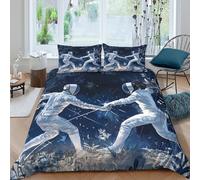 Escrime Dynamique Housse de Couette 3D Imprimée Microfibre Douce Décoration Chambre Parure de Lit Art Action Respirant pour Adulte King（220x240cm）