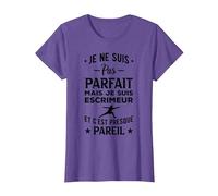 Escrime Je Ne suis Pas Parfait Escrimeur Et Cest Presque T-Shirt, Femme, Violet Chiné, XL