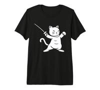 Escrime Sport de Combat épée Minimaliste Chat Escrime T-Shirt Haut de Gamme