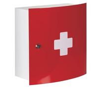 Esculape Armoire à pharmacie Design vide 1 porte en métal rouge et blanc