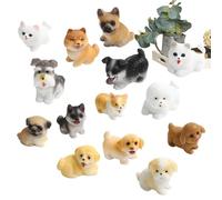 Escultura de animales de resina - 14 piezas figuras perro, mini estatuas cachorro para jardín y patio al aire libre, decoración micropaisaje alto detalle, juego perro pequeño impermeable, regalo fiest