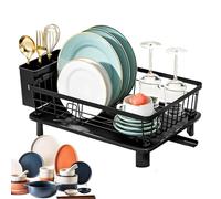 Escurridor De Platos - Estante De Cocina De Metal De Gran Capacidad | Bandeja De Almacenamiento Para Platos Antideslizante Que Ahorra Espacio, Bandeja Para Utensilios Extraíble Con Escurridor Y Pico G