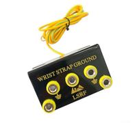 ESD Base de mise à la terre en L Prise de poste de travail antistatique multi-trous avec 1 résistance MOhm pour assemblage électronique, câble de 1,8 m, compatible avec bracelets (7 ports), noir (5