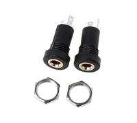 ESden Lot de 2 prises jack stéréo 3,5 mm 3 pôles Noir Support panneau à souder Doré avec écrous