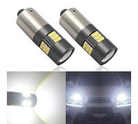 Eseastar Lot de 2 ampoules LED BA9S T4W 6000 K blanches 12 V-24 V 15LED-SMD4014 extrêmement lumineuses avec projecteur pour feux latéraux de voiture, plafonnier, éclairage de plaque d'immatriculation
