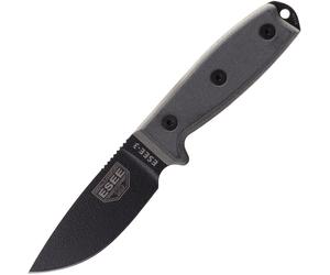 ESEE Knives Modèle 3 Pommeau Modifié lame noire, manche gris 3PM avec étui + clip