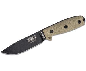 ESEE Modèle 4 Lame Noire, Micarta Canvas Vert 3D 4PB-017