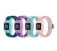 ESeekGo Bracelets élastiques compatibles avec Garmin Vivofit Jr 3 pour enfants, sangles extensibles en nylon coloré avec étui de protection, bracelets de rechange réglables pour filles et garçons