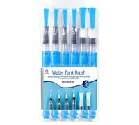 ESENG® Jeu de pinceaux à réservoir d'eau 6 pièces, Pinceau à réservoir d'eau, Stylo Pinceau Aquarelle, Rechargeable Design spécial pour Crayons auqarell, Couleurs auqarell (Bleu-6)