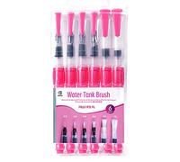 ESENG® Jeu de pinceaux à réservoir d'eau 6 pièces, Pinceau à réservoir d'eau, Stylo Pinceau Aquarelle, Rechargeable Design spécial pour Crayons auqarell, Couleurs auqarell (Rose-6)