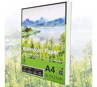 ESENG® Lot de 30 feuilles de papier aquarelle format A4 - 100 % coton - 300 g/m² - Blanc - Bloc de papier pour aquarelle, dessin, peinture