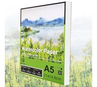 ESENG® Lot de 30 feuilles de papier aquarelle format A5 - 100 % coton - 300 g/m² - Blanc - Bloc de papier pour aquarelle, dessin, peinture