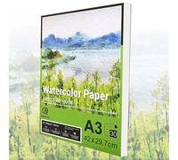 ESENG® Papier aquarelle de qualité supérieure format A3 100 % coton - 300 g/m² - Blanc - Bloc de papier pour aquarelle, dessin, peinture