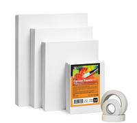 ESENG® Set de carton à peindre (Mix-1), rectangulaire, 5x7｜8x10｜9x12｜11x14 pouces, 8 pièces de chaque avec 3x30m de ruban de masquage, 3mm d'épaisseur, 100% coton
