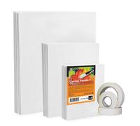 ESENG® Set de cartons à peindre (Mix-3), 24 pièces, rectangulaires, A3/A4/A5 avec 3x30m de ruban de masquage, 3mm d'épaisseur, 100% coton, toiles pour peinture acrylique, peinture à l'huile, détrempe