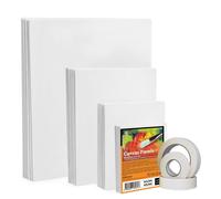 ESENG® Set de toiles à peindre (Mix-4), 32 pièces, rectangulaires, A3/A4/A5/A6 avec 3x30m de ruban de masquage, 3mm d'épaisseur, 100% coton, Canvas Panel pour peinture acrylique