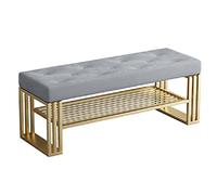 EsEntL Banc à Chaussures Étagère à Chaussures avec Coussin rembourré Cadre en métal Banc de Rangement pour Chaussures en Tissu Polaire pour entrée, Couloir, Salon (Couleur : Gris, Taille : 80 x 25
