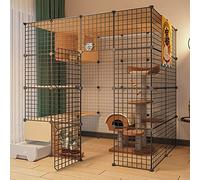 EsEntL Cages pour Animaux de Compagnie pour Chats, Cages pour Chats d'intérieur, Parc pour Chat, enclos extérieur pour Chat avec Toilettes, Grand Espace Libre, litière pour Petits Chats pour 1 à 4