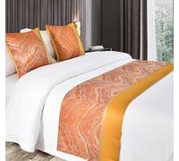 Eseriallen Chemin de lit de luxe de qualité hôtelière - 240 x 50 cm - Pour lit de 1,8 m - Tissu élégant et confortable - Coussins assortis - Sans plis - Finition de qualité supérieure - Orange