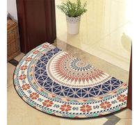 Eseriallen Paillasson demi-rond lavable en demi-cercle Mandala Boho antidérapant Fleur d'oranger 890-17 80 cm x 130 cm