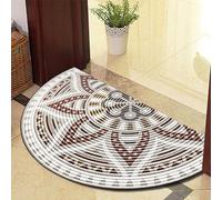 Eseriallen Paillasson demi-rond lavable en demi-cercle Mandala Boho Antidérapant Gris clair Marron Luxe F (15) 80 cm x 160 cm