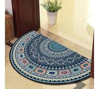 Eseriallen Paillasson demi-rond lavable en demi-cercle Mandala Boho Antidérapant Jaune Bleu 10 100 cm x 180 cm