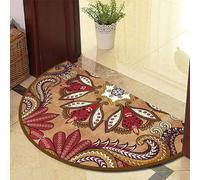 Eseriallen Paillasson demi-rond lavable en demi-cercle Mandala Boho Antidérapant Jaune foncé Marron clair Luxe F (18) 50 cm x 80 cm