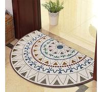 Eseriallen Paillasson demi-rond lavable en demi-cercle Mandala Boho Antidérapant Vert foncé Gris 1210-7 60 cm x 100 cm