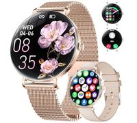 ESFOE Montre Connectée Femme,1.43‘’ Écran AMOLED Ultra-Fin Courbé,Chargeur Magnétique,Montre Sport Femme avec Fonction Féminine/Fréquence Cardiaque/Sommeil/IP68 Étanche Smartwatch pour Android iOS