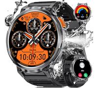 ESFOE Montre Connectée Homme,1,85" Militaire Smartwatch avec Torche LED,730mAh IP68 Étanche Smartwatch Robuste 100+ Modes Sport Assistant Vocal Appel SMS Fréquence Cardiaque SpO2 iOS Android