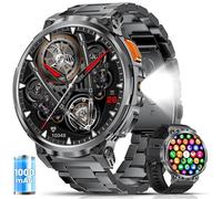 ESFOE Montre Connectée Homme 1000mAh/LED Lampe/5ATM Étanche, 1.85" Militaire Smartwatch Homme avec Appel Bluetooth, 130+ Modes Sportifs, 24H Sommeil/Fréquence Cardiaque/Podomètre Android iOS