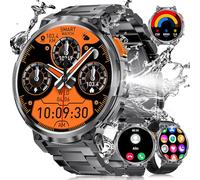 ESFOE Montre Connectée Homme avec 1,85'' HD Grand Écran/LED Lampe, 730mAh Batterie Montre Intelligente avec 24/7 Moniteur de Fréquence Cardiaque et Sommeil, IP68 Étanche pour Android iOS, 3 Bracelets