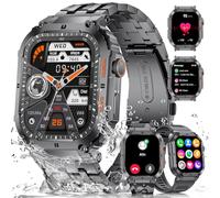 ESFOE Montre Connectée Homme avec Appel Bluetooth(3 Bracelets),1,96" Militaire Smartwatch avec 400mAh IP68 Étanche Fréquence Cardiaque/Moniteur Sommeil,Fitness Tracker Smartwatch pour Android iOS