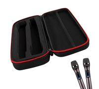 Esforzarse Sac de microphone, étui de microphone pour 2, étui rigide pour microphone avec séparation des fentes, étui de voyage pour microphone avec double, étui en mousse, sans fil, Noir , Non