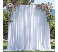ESGOTBME Lot de 4 rideaux de fond blancs en tissu doux infroissable pour fêtes de mariage, décoration de fête d'anniversaire, 1,5 x 3 m, blanc