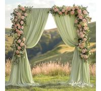 ESGOTBME Lot de 4 rideaux de fond infroissables en tissu doux pour fête, mariage, décoration de fête d'anniversaire, arrière-plan pour photographie, 1,5 x 3 m, vert sauge