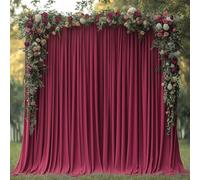 ESGOTBME Lot de 6 rideaux de fond infroissables en tissu doux pour fêtes, mariage, décoration de fête d'anniversaire, arrière-plan pour photographie, 1,5 x 3 m, bordeaux
