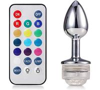 EsHals Led Anale Plug Télécommande 1 Pièces En Acier Inoxydable Métal Derrière L'Article de Jeu Avec Diamant