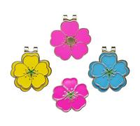 Eshan Lot de marqueurs de balle de golf et clip magnétique pour chapeau de golf en forme de trèfle en forme de fleur, accessoires de sac de golf, cadeau pour homme et femme, golfeur (fleur)