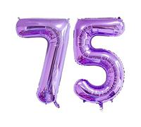 ESHILP Ballon géant en aluminium en forme de chiffre 75 de 101,6 cm pour décoration de fête d'anniversaire, anniversaire de mariage, remise de diplôme, violet